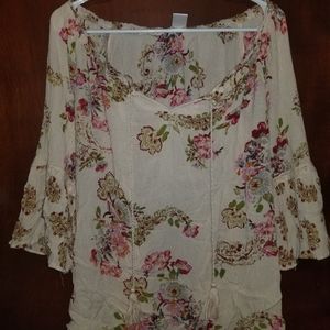 Off the shoulder flowered blouse